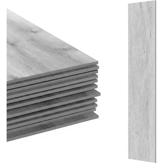 Relaxdays PVC Bodenbelag selbstklebend, 2,5m2/18 Stück, Holzoptik, Bad, Küche, Klebefliese 91x15cm rutschfest, Hellbraun