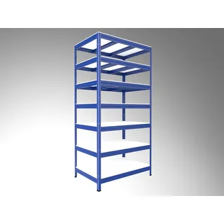 Speisekammerregal Biedrax 50 x 90 x 210 cm, Blau, 7 Fachböden weiß laminiert 12 mm, Fachlast 300 kg pro Fachboden