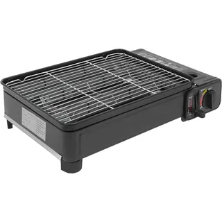 Tragbarer Gasgrill - Campingkocher - 2,2 kW - 0,25–0,3 MPa - Tragetasche - 6 Grillspieße & Grillroste - Schwarz - Schwarz