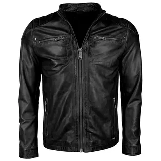 Lederjacke MAZE "Lederjacke Flint", Herren, Gr. L, schwarz, Obermaterial: 100% Lammleder LEL. Futter: 100% Polyester PES., Jacken Lederjacke