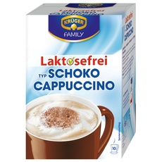 KRÜGER FAMILY Cappuccino Laktosefrei Schoko, aromatisieres Getränkepulver mit löslichem Bohnen-Kaffee, koffeinhaltig, ohne Laktose, 150 g