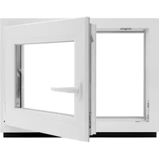 Kellerfenster Kunststoff Fenster 3-fach BxH: 70x60 cm - DIN links, Dreh-Kipp - Weiß