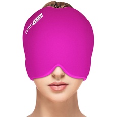 ComfiTECH Migräne-Mütze, Kühlmütze für Migräne, Kopfschmerz-Kühlkappe für Spannung und geschwollene Augen, Migränelinderungskappe für Sinuskopfschmerzen und Stressabbau, kalte Kompresse (Pink)