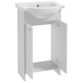 Badezimmerschrank mit Waschbecken 50 cm stehend weiß Diana - Weiß