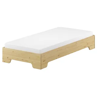Funktionsbett Bettrahmen 100x190 Pensionsbett, Gästebett mit wählbarem Zubehör V-60.56-10-190Federleisten und Matratze - Naturbelassen