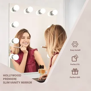 6-teiliges Set LED-Kosmetikspiegelleuchten im Hollywood-Stil – 3 Farben – Spiegel nicht enthalten