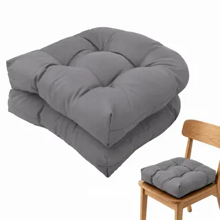 MIUUIPI 2 Stück Stuhlkissen Outdoor, Sitzkissen Halbrund 48x48 cm, Balkon Kissen, Gartenstuhlauflagen, Bequeme Sitzkissen für Büro Gartenstühle und Rattansessel (Dunkelgrau)