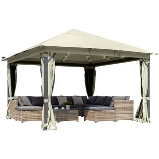 Brast Pavillon Aluminium Infinity 4 x 4 m inkl. Moskitonetz Beige