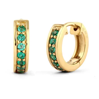 Elli Premium Paar Creolen »Ohrringe Creolen Synthetischer Smaragd Grün 925 Sterling Silber vergoldet«