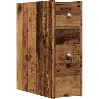 vidaXL Badschrank Schmal mit Rollen Altholz-Optik Holzwerkstoff - Braun