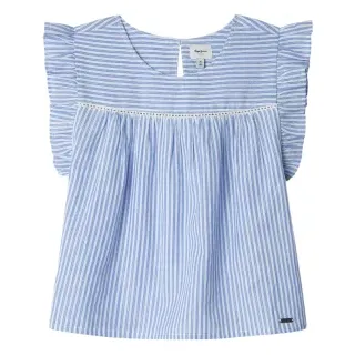 Pepe Jeans für Mädchen. PG301697 Bella Bluse blau (4Años= 104cm), Lässig, Baumwolle, Kurzarm, Kinderbekleidung