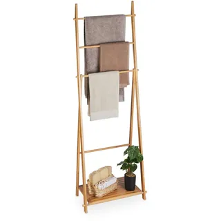 Relaxdays Handtuchständer , Holz , 53x153x30 cm , Badezimmer, Badezimmerausstattung, Handtuchhalter