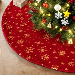 Lanpn Weihnachtsbaum Rock 60cm Weihnachtsbaumdecke Pad Samt Weihnachtsbaum Decke Abdeckung Klein Rund Christbaumständer Teppich für Winter Neujahr Innen Zuhause Weihnachtsbaum Deko (Rot)