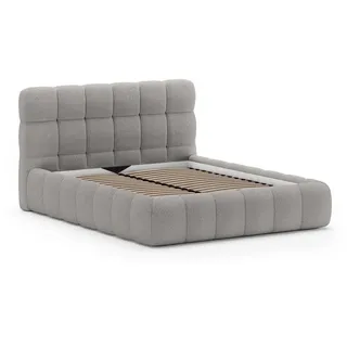 Beautysofa Polsterbett Cleo ohne Matratze und Topper, 180x200 cm, Grau , Textil , 180x200 cm , Schlafzimmer, Betten, Polsterbetten