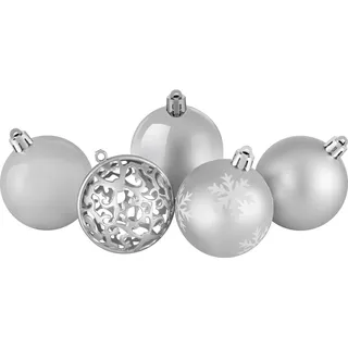 Weihnachtskugel-Set Ornament 25-teilig Ø 6 cm Silber