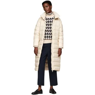 Tommy Hilfiger Damen Daunenmantel Funnel Maxi Coat Knielang, Beige (Classic Beige), XXS