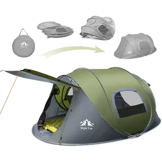 Night Cat Wurfzelt 2 4 Personen Wasserdicht: Camping Zelt für Outdoor Sport Picknick Wandern Reisen