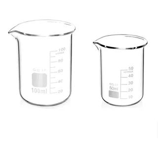 2 Stück Abgestufter Messbecher Glas Becherglas 50ml 100ml Set für Labor-Messbecher Küche