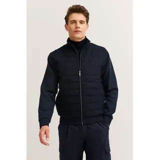 bugatti Sweatjacke »Regular Fit« mit Quersteppung aus einem Baumwollmix, blau