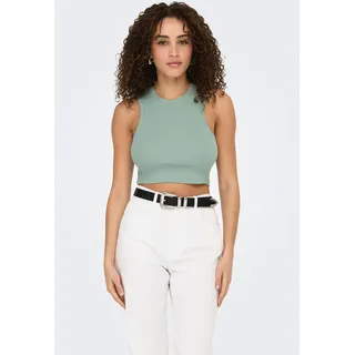 Tanktop ONLY "ONLVILMA S/L CROPPED TANK TOP JRS NOOS", Damen, Gr. XL, grün (jadeite), Jersey, Obermaterial: 95% Baumwolle, 5% Elasthan, unifarben, slim fit kurz, Rundhals, Tops Tanktop