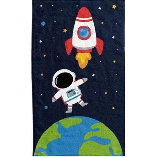 damaloo Kinderhandtuch 30x50 cm aus Baumwolle – Gästehandtuch mit Astronaut & Rakete Motiv – Kleines Handtuch für Jungen & Mädchen – Händetuch oder Waschlappen für Kinder