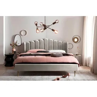 SalesFever »Komfortables Bett für erholsamen Schlaf« Eleganz trifft Komfort: Samt-Bezug, goldfarbene Metallfüße,