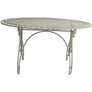 Gartentisch , Grün , Metall , oval , Rundrohr , 137x81 cm , wetterfest , Gartenmöbel, Gartentische, Gartentische