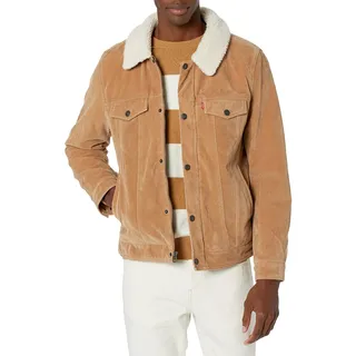 Levi's Herren Faux Leather Classic Trucker Jacket Kunstlederjacke, Hellbraunes Sherpa-Kunstwildleder, M