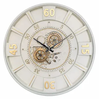 Wanduhr Hell Gold Zahnräder Mechanisch Industrial Vintage Dekor - Gold