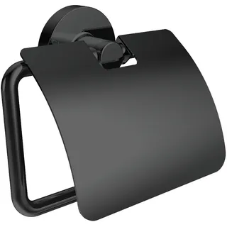 emco round Toilettenpapierhalter, mit Deckel, schwarz, 430013301