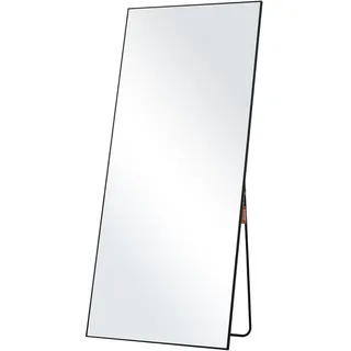 Vevor Ganzkörperspiegel 180 x 78 cm Standspiegel aus gehärtetem Glas zum Aufhängen oder Anlehnen mit Ständer Rahmen aus Aluminiumlegierung, Ganzkörper-Ankleidespiegel für Wohnzimmer und Schlafzimmer