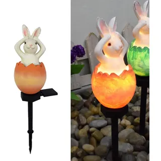YZYOE Solar-betriebene Ei Kaninchen Lampe, Garten dekoratives Harz niedliche Tier Bodenlampe, drahtlose Dämmerung zu Dämmerung LED-Lichter wasserdicht.