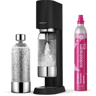 Sodastream Wassersprudler schwarz + 1 L BPA-freie Kunststoffflasche + Quick Connect CO2-Zylinder