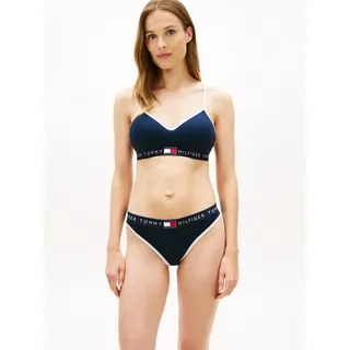 Bikinislip, Damen, Gr. L (40), schwarz night navy, Feinripp, Obermaterial: 57% Baumwolle, 38% Polyester, 5% Elasthan, TOMMY HILFIGER UNDERWEAR, körpernah, Unterhosen Bikinislip, elastischer Bund mit Logoschriftzug