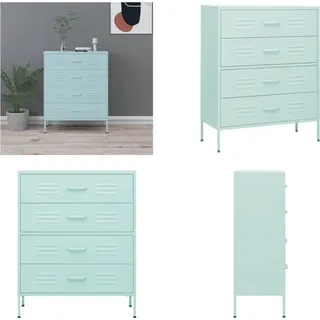 vidaXL Kommode Minzgrün 80x35x101,5 cm Stahl - Kommode - Kommoden - Schubladenschrank - Schubladenschränke - Blau