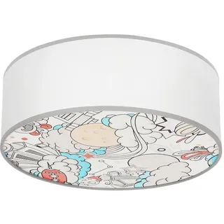 Kinderdeckenleuchte , Multicolor, Weiß , Metall, Kunststoff , Weltall , rund , 38x14x38 cm , RoHS, Europäischer Sicherheitsstandard , einfach zu transportieren , Lampen & Leuchten, Innenbeleuchtung, Kinderzimmerlampen, Kinderdeckenleuchten