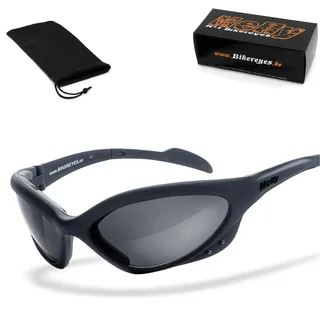 HELLY® - No.1 Bikereyes® | Bikerbrille, Motorradbrille, Motorrad Sonnenbrille | winddicht, gepolstert, beschlagfrei, bruchsicher | TOP Tragegefühl (smoke [1328])