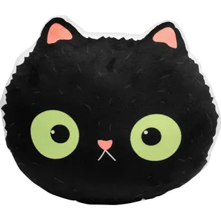 Sheepworld Plüschkissen Motiv Schwarze Katze | Kuschelkissen in Katzenform, 26 cm x 29 cm, Kissen aus recyceltem Polyester | Geschenk, Geburtstagsgeschenk, Katzenfreunde | 74985