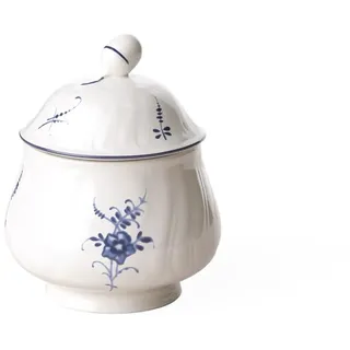 Villeroy & Boch Vieux Luxembourg Zuckerdose, Premium Porzellan, Weiß/Blau, 1023410930, 11.2 x 15 x 3 cm