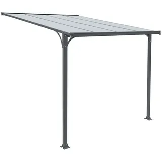 HOME DELUXE - Vordach Haustür CUBIS - Größe: Large - 291 x 150 x 258 cm - Anthrazit, Gestell: Aluminium, inkl. Polycarbonat Platten I Hautürvordach Pultdach Glasvordach - Grau