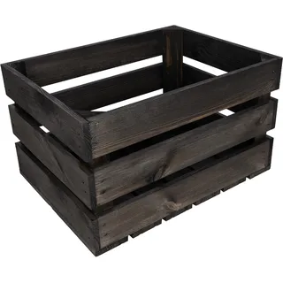 Creative Deco Kiste Holz Deko Holzkiste Schwarz | 40 x 30 x 23 cm | Geschliffen | Obstkiste Weinkisten Apfelkiste | Perfekt als Geschenkbox Spielzeugkiste Aufbewahrungskiste Osterdeko