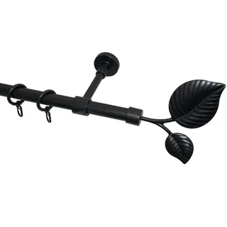 GARESA Vorhangstange Blatt 1-läufig Ø 20 mm 210 cm Schwarz