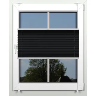 Plissee INDEKO "simple", schwarz (schwarz, weiß, weiß), B:64cm H:220cm, Obermaterial: 94% Polyester, 6% sonstige Fasern, Plissees, Plissee, mit Klemmträgern, nach Maß