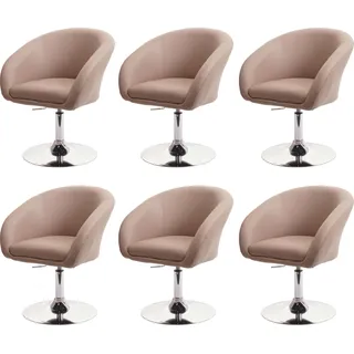 6er-Set Esszimmerstuhl HWC-F19, Küchenstuhl Drehstuhl Loungesessel, drehbar höhenverstellbar Kunstleder taupe - Beige