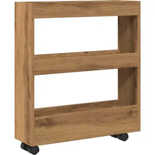vidaXL Aufbewahrungswagen Schmal 3 Etagen Artisan-Eiche Holzwerkstoff - Braun