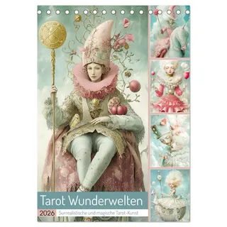 Tarot Wunderwelten. Surrealistische und magische Tarot-Kunst (Tischkalender 2026 DIN A5 hoch), CALVENDO Monatskalender: Eine Welt voller Magie, Symbolik und künstlerischer Schönheit! (CALVENDO Glaube)