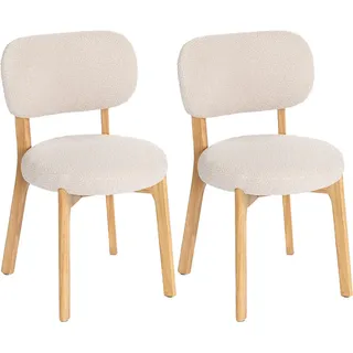 Homcom Esszimmerstuhl Polyestet Cremeweiß 2er Set