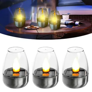 NAVESO 6 Stück Solar LED Teelichter Außen, Solar Teelichter Außen Wasserdicht, Solar LED Kerzen Outdoor, Kerzen Flackernde Flamme, SolarTeelichter für Außen, Solar Kerzen für Garten Balkon