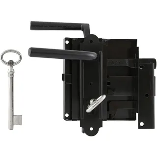 euroelzett Kastenschloss BB mit hebender Falle - Aufschraubschloss DM 60mm - Türschloss rechts, Stahl schwarz lackiert