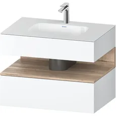 Duravit Qatego Einbauwaschtisch mit Konsolenwaschtischunterbau, 800x550x600mm, Nische Eiche Mamoriert, QA4785055, Farbe: Weiß Matt/mit Nischenbeleuchtung